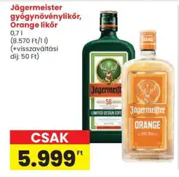 Spar Jägermeister gyógynövénylikőr, Orange likőr ajánlat