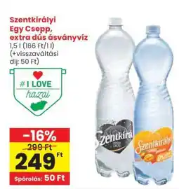 Spar Szentkirályi Egy Csepp, extra dús ásványvíz ajánlat