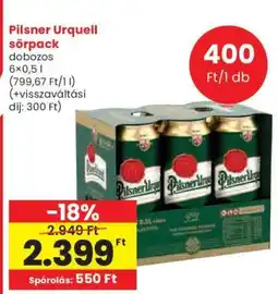 Spar Pilsner Urquell sörpack ajánlat