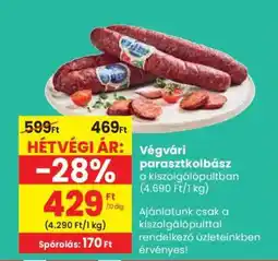 Spar Végvári parasztkolbász ajánlat