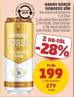 PENNY Arany Korsó Dobozos Sör ajánlat