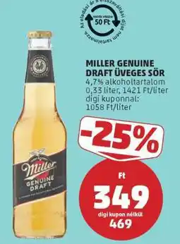 PENNY Miller Genuine Draft üveges sör ajánlat