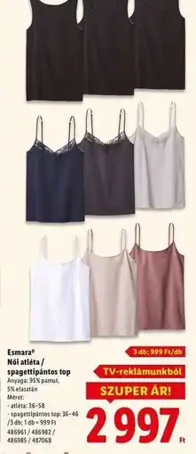 Lidl Esmara Női atléta / spagettipántos top ajánlat