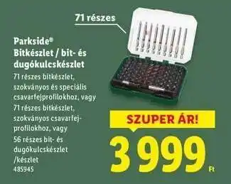 Lidl PARKSIDE Bitkészlet / bit-és dugókulcskészlet ajánlat