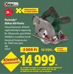 Lidl PARKSIDE Akkus körfűrész ajánlat