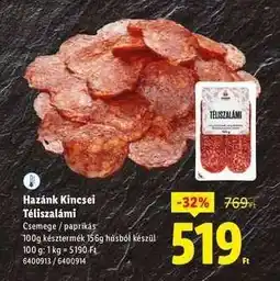 Lidl HAZÁNK KINCSEI Téliszalámi ajánlat
