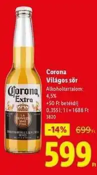 Lidl CORONA Világos sör ajánlat