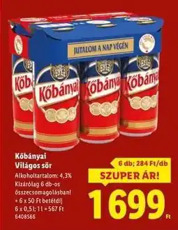 Lidl KŐBÁNYAI Világos sör ajánlat