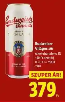 Lidl Budweiser Világos Sör ajánlat