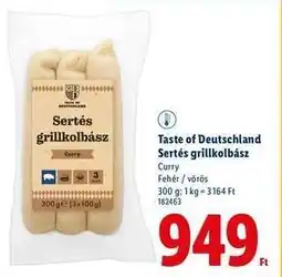 Lidl Taste of Deutschland Sertés grillkolbász ajánlat