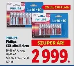 Lidl PHILIPS XXL alkáli elem ajánlat