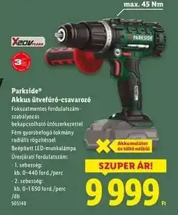 Lidl PARKSIDE Akkus ütvefúró-csavarozó ajánlat