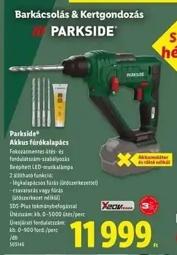 Lidl PARKSIDE Akkus fúrókalapács ajánlat