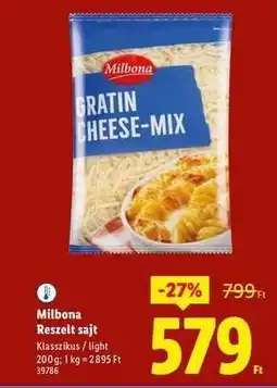 Lidl MILBONA Reszelt sajt ajánlat