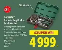 Lidl Parkside Racsnics dugókulcs- és bitkészlet ajánlat