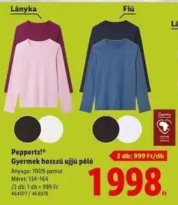 Lidl Pepperts! Gyermek hosszú ujjú póló ajánlat