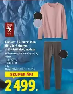 Lidl Esmara / Esmara Men Női / férfi thermo aláöltöző felső / nadrág ajánlat