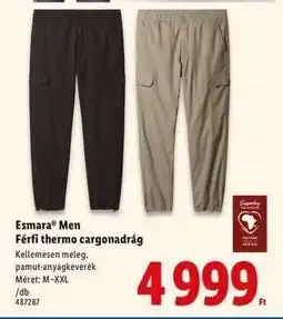 Lidl Esmara Men Férfi thermo cargonadrág ajánlat
