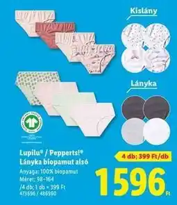 Lidl Lupilu / Pepperts! Lányka biopamut alsó ajánlat