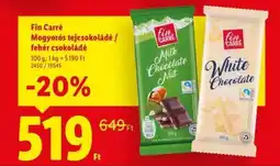 Lidl Fin Carré Mogyorós tejcsokoládé / fehér csokoládé ajánlat