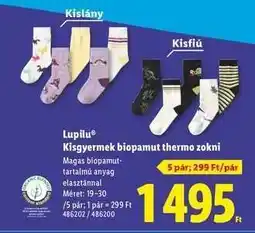 Lidl Lupilu Kisgyermek biopamut thermo zokni ajánlat