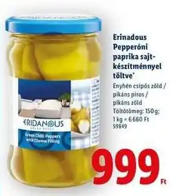 Lidl ERIDANOUS Pepperóni paprika sajtkészítménnyel töltve ajánlat