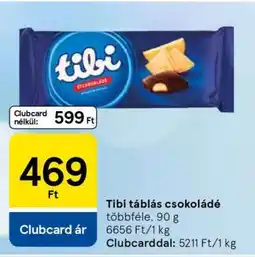 Tesco TIBI Táblás csokoládé ajánlat