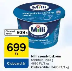 Tesco MILLI Szendvicskrém ajánlat