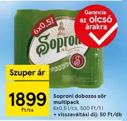 Tesco Soproni Dobozos Sör Multipack ajánlat