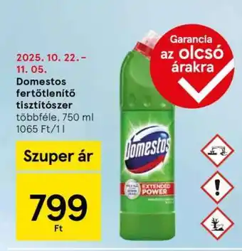 Tesco Domestos fertőtlenítő tisztítószer ajánlat