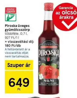 Tesco Piroska üveges gyümölcsszörp ajánlat