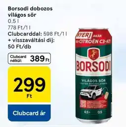 Tesco Borsodi dobozos világos sör ajánlat