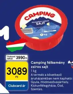 Tesco Camping félkemény zsíros sajt ajánlat