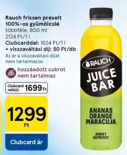 Tesco Rauch frissen préselt 100%-os gyümölcslé ajánlat