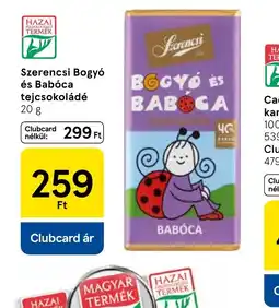 Tesco Szerencsi Bogy és Babca tejcsokoládé ajánlat