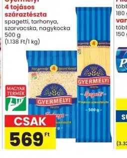 Spar Gyermelyi 4 tojásos száraztészta ajánlat