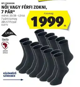 ALDI Up 2 fashion Női vagy férfi zokni, 7 pár ajánlat