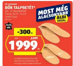 ALDI Up 2 fashion Bőr talpbetét ajánlat