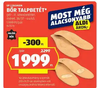 ALDI Up 2 fashion Bőr talpbetét ajánlat