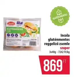 Coop Incola gluténmentes reggeliző zsemle ajánlat