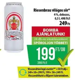 Coop Riesenbrau világos sör ajánlat