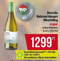 Coop Dereszla Balatoni Lebegés Olaszrizling ajánlat