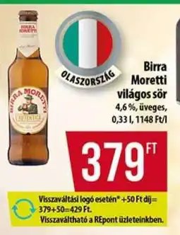 Coop BIRRA MORETTI Világos sör ajánlat