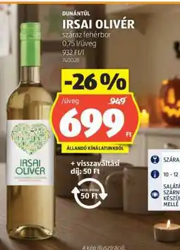 ALDI Dunántúl Irsai Olivér ajánlat