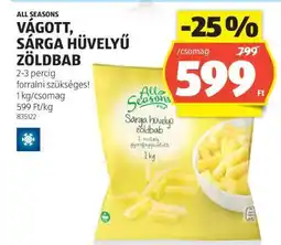 ALDI All Seasons Vágott, Sárga Hüvelyű Zöldbab ajánlat