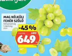 ALDI Mag nélküli fehér szőlő ajánlat