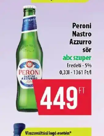 Coop Peroni Nastro Azzurro sör ajánlat