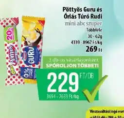 Coop Pöttyös Guru és Oriás Túró Rudi ajánlat