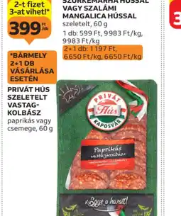 Auchan Privát Hús Szeletelt Vastag-Kolbász ajánlat