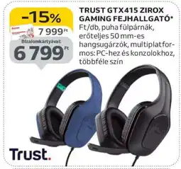 Auchan TRUST GTX415 ZIROX GAMING FEJHALLGATÓ ajánlat